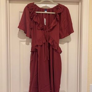 NWT Old Navy Rust-Red Ruffle Dress
